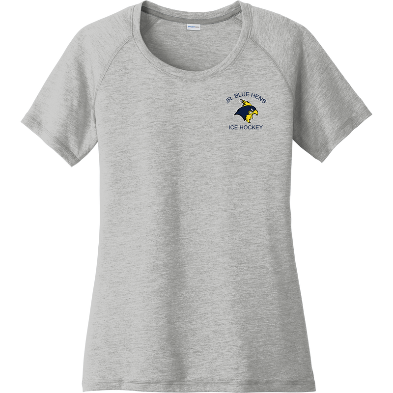 Delaware Jr. Blue Hens Ladies PosiCharge Tri-Blend Wicking Scoop Neck Raglan Tee