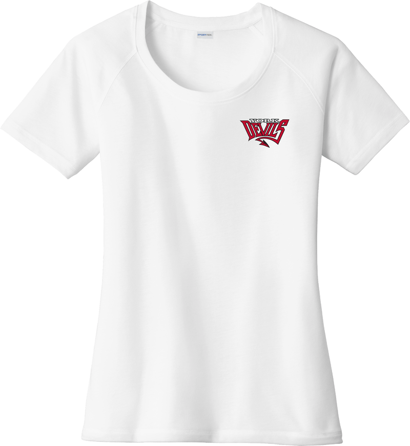 York Devils Ladies PosiCharge Tri-Blend Wicking Scoop Neck Raglan Tee