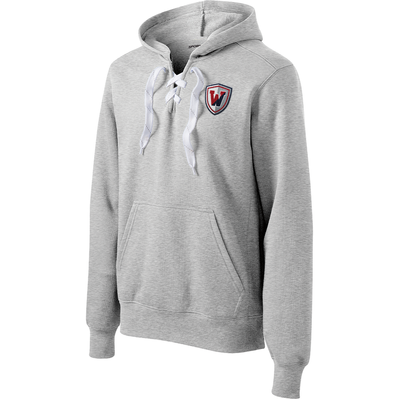 Wall Hockey Lace Up Pullover Hooded Sweatshirt