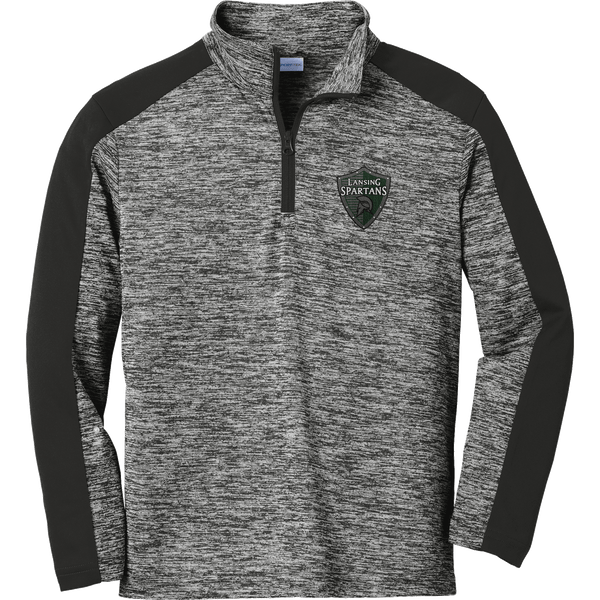 Lansing Spartans Youth PosiCharge  Electric Heather Colorblock 1/4-Zip Pullover