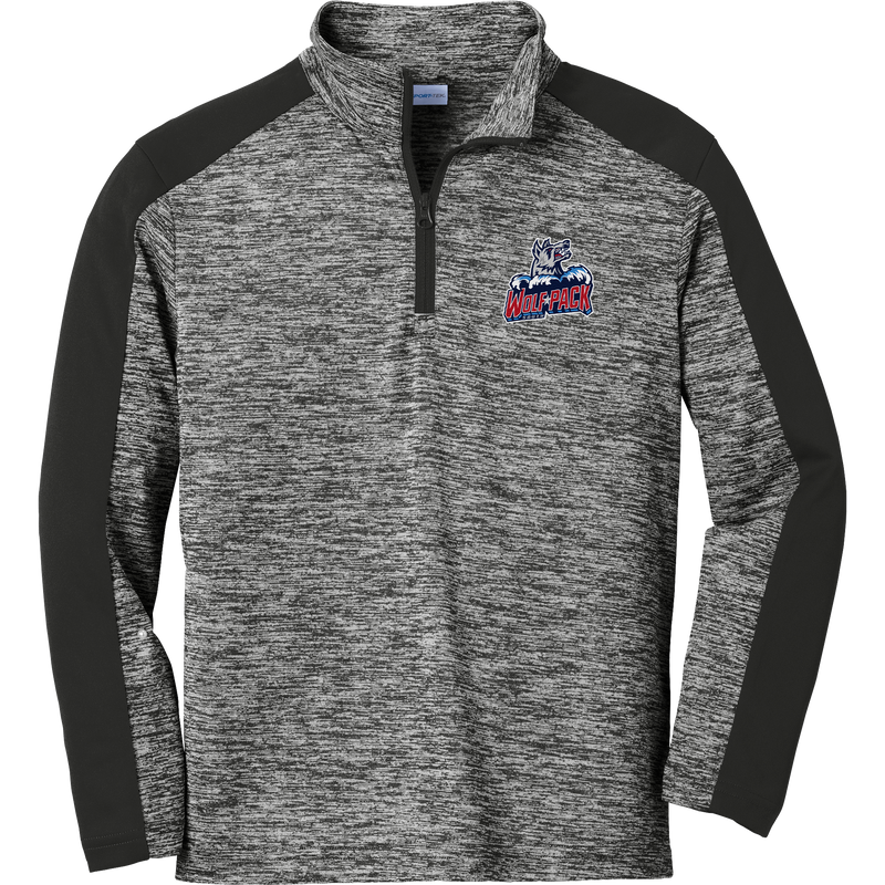 CT Wolfpack South Youth PosiCharge Electric Heather Colorblock 1/4-Zip Pullover